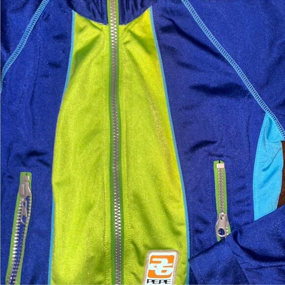 PEPE JEANS LONDON BLUE AND NEON GREEN HYPERPERFORMANCE JACKET VINTAGE - Picture 4 of 5